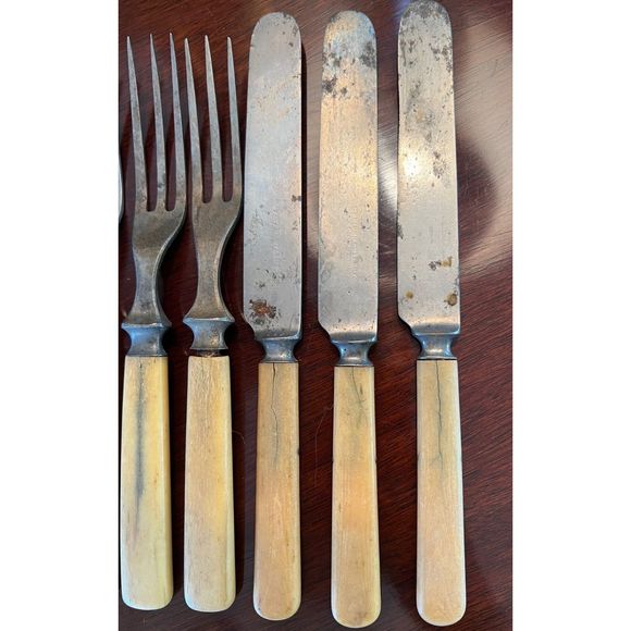 Vintage Antique Fork and Knife Set Primitive Kitchen - Picture 4 of 11